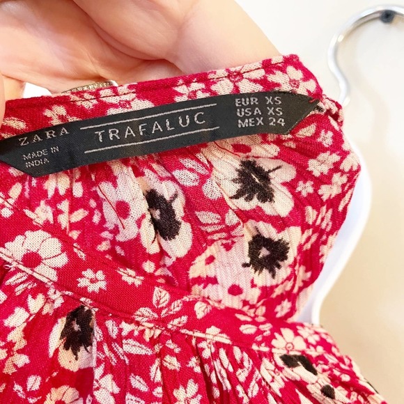 Zara Floral Print Kimono Sleeve Peasant Top XS - Picture 11 of 15